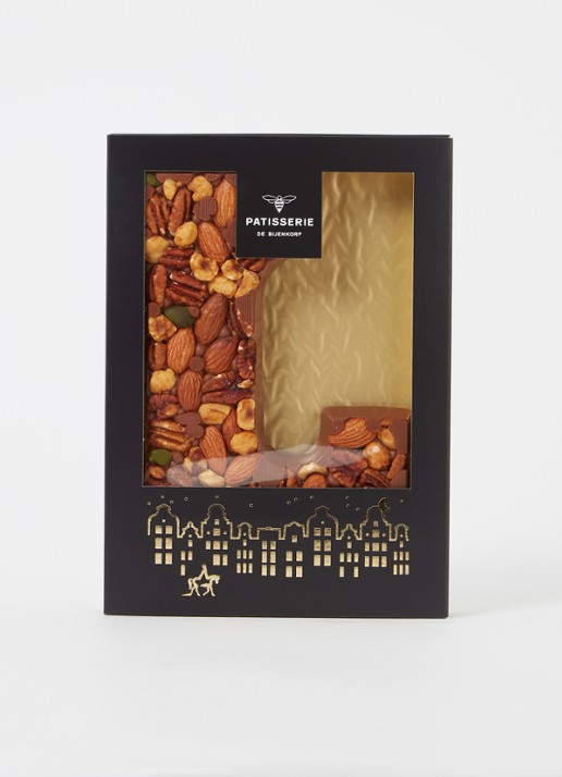 Patisserie de Bijenkorf Chocoladeletter Melk met noten 185 gram - A t/m Z - voorkant 2 l
