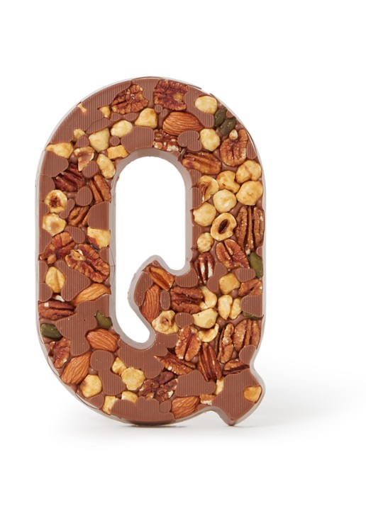 Patisserie de Bijenkorf Chocoladeletter Melk met noten 185 gram - A t/m Z - voorkant q
