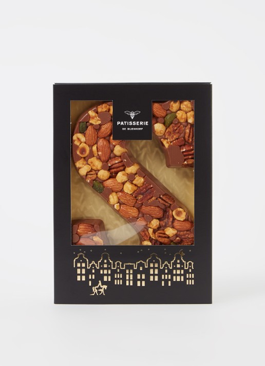 Patisserie de Bijenkorf Chocoladeletter Melk met noten 185 gram - A t/m Z - voorkant 2 s