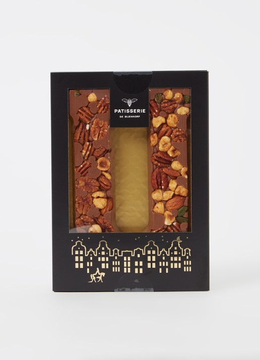 Patisserie de Bijenkorf Chocoladeletter Melk met noten 185 gram - A t/m Z - voorkant 2 u