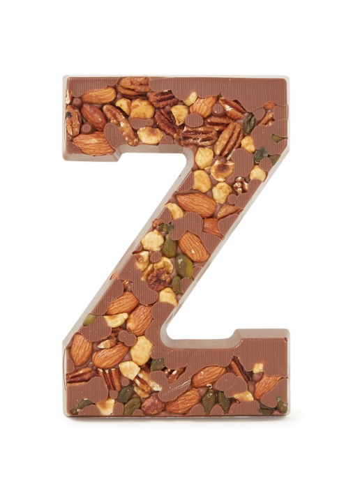 Patisserie de Bijenkorf Chocoladeletter Melk met noten 185 gram - A t/m Z - voorkant z