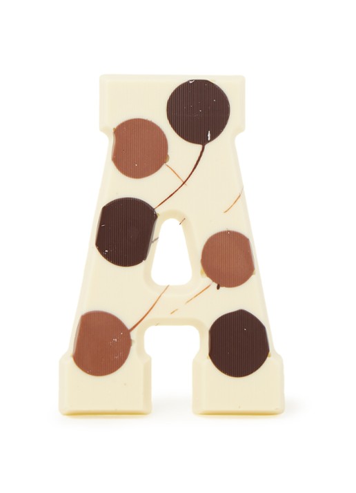 Patisserie de Bijenkorf Chocoladeletter Wit gevlekt 190 gram - A t/m Z - voorkant a