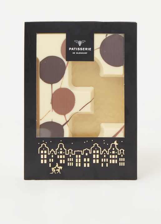 Patisserie de Bijenkorf Chocoladeletter Wit gevlekt 190 gram - A t/m Z - voorkant 2 e