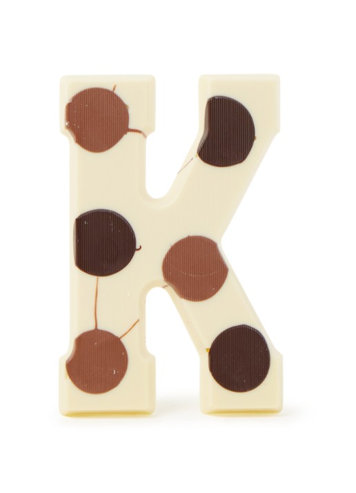 Patisserie de Bijenkorf Chocoladeletter Wit gevlekt 190 gram - A t/m Z - voorkant k