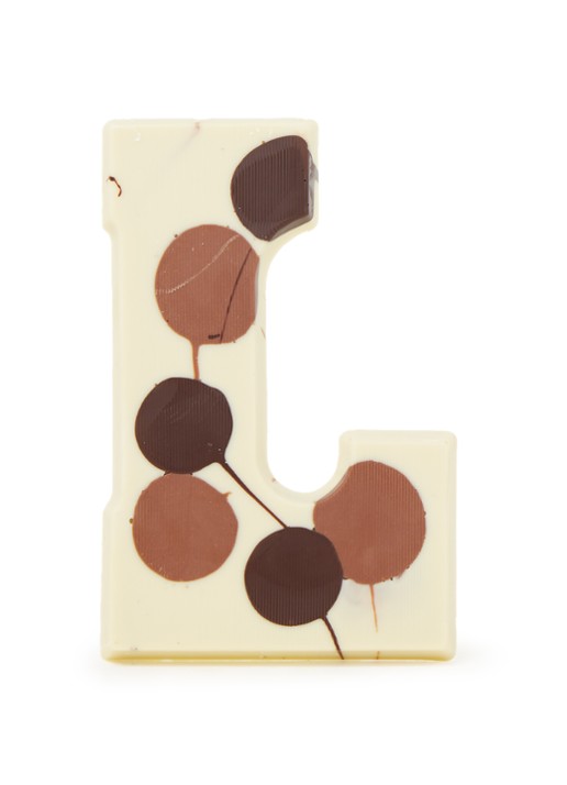 Patisserie de Bijenkorf Chocoladeletter Wit gevlekt 190 gram - A t/m Z - voorkant l