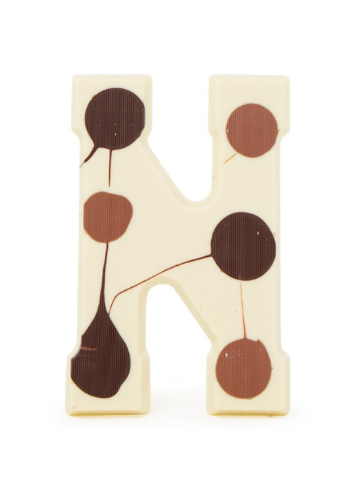 Patisserie de Bijenkorf Chocoladeletter Wit gevlekt 190 gram - A t/m Z - voorkant n