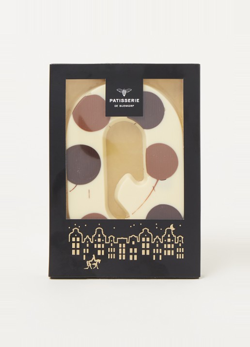 Patisserie de Bijenkorf Chocoladeletter Wit gevlekt 190 gram - A t/m Z - voorkant 2 q