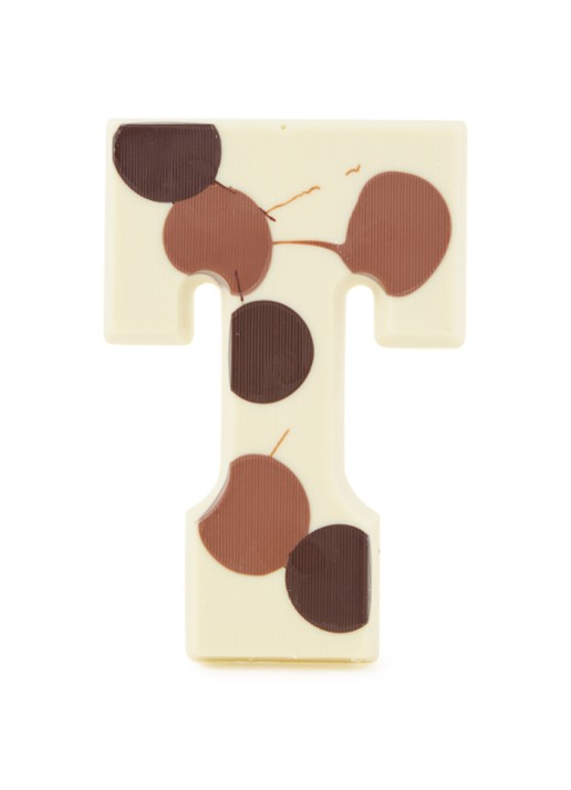 Patisserie de Bijenkorf Chocoladeletter Wit gevlekt 190 gram - A t/m Z - voorkant t