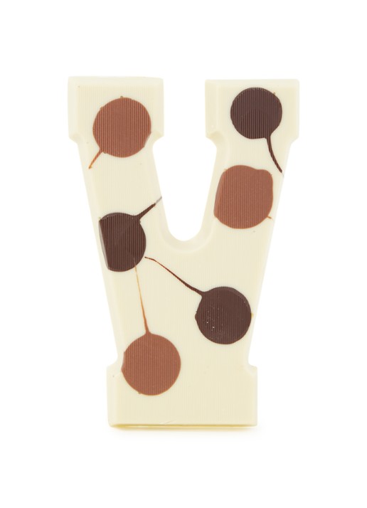 Patisserie de Bijenkorf Chocoladeletter Wit gevlekt 190 gram - A t/m Z - voorkant v