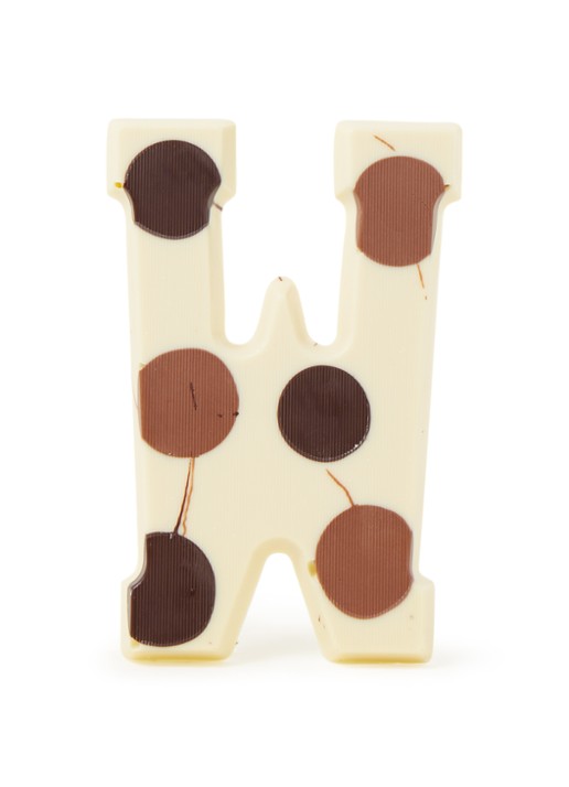 Patisserie de Bijenkorf Chocoladeletter Wit gevlekt 190 gram - A t/m Z - voorkant w