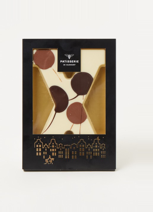 Patisserie de Bijenkorf Chocoladeletter Wit gevlekt 190 gram - A t/m Z - voorkant 2 x