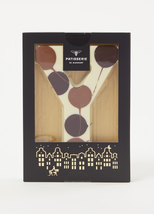 Patisserie de Bijenkorf Chocoladeletter Wit gevlekt 190 gram - A t/m Z - voorkant 2 y