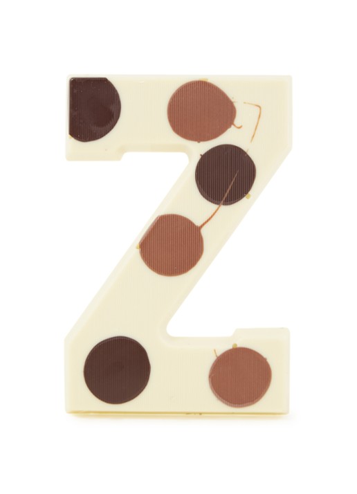 Patisserie de Bijenkorf Chocoladeletter Wit gevlekt 190 gram - A t/m Z - voorkant z