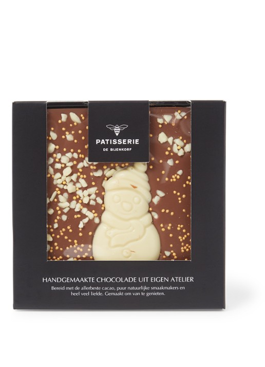 Patisserie de Bijenkorf Sneeuwman melkchocolade tablet 140 gram