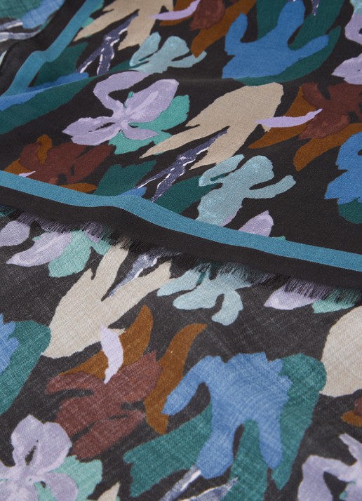 Paul Smith Iris sjaal met print 180 x 70 cm - detail 3 donkerblauw
