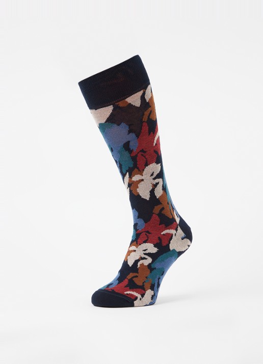 Paul Smith Iris sokken met bloemenprint - detail donkerblauw