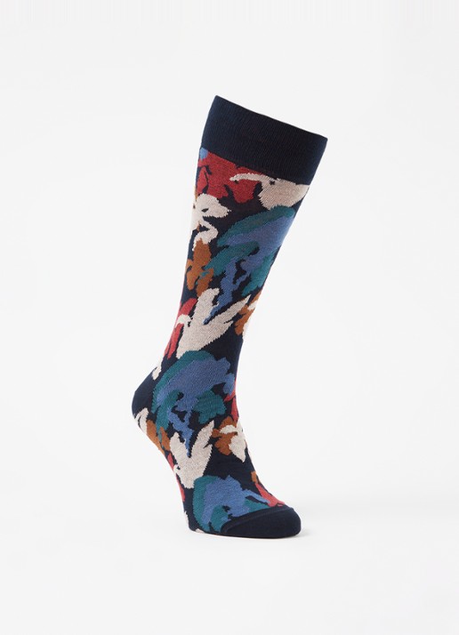 Paul Smith Iris sokken met bloemenprint - voorkant 2 donkerblauw