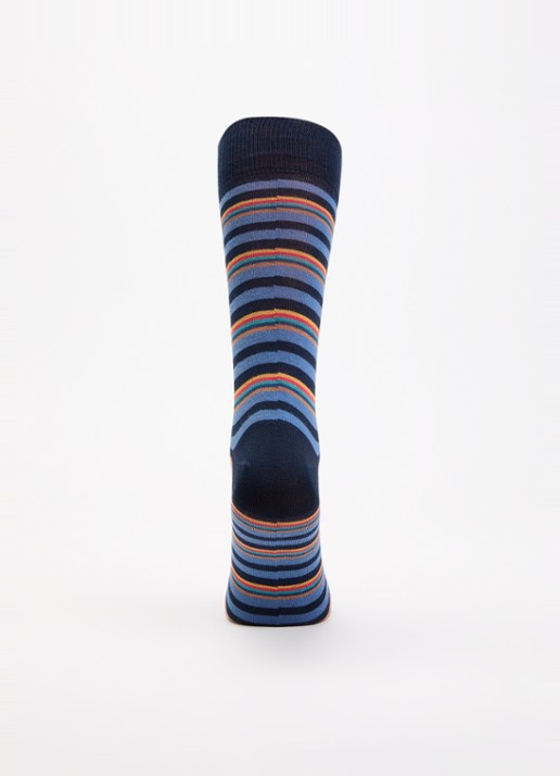 Paul Smith Nolan sokken met streepprint - voorkant 2 donkerblauw