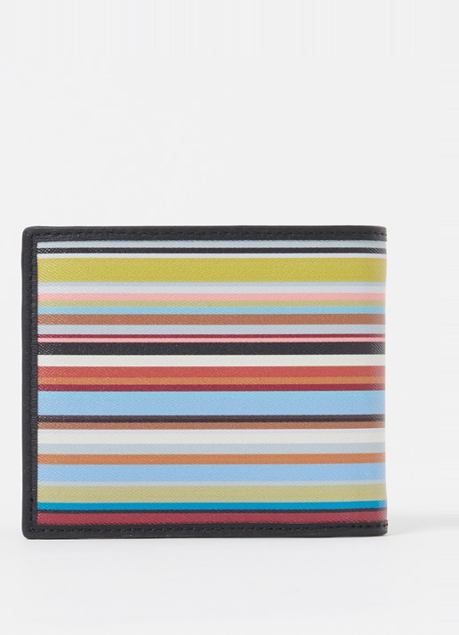 Paul Smith Portemonnee van leer met streepprint - detail 3 zwart