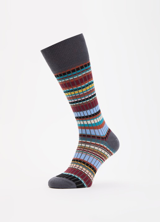 Paul Smith Signature Stripe ribgebreide sokken met streepprint - detail 3 donkergrijs