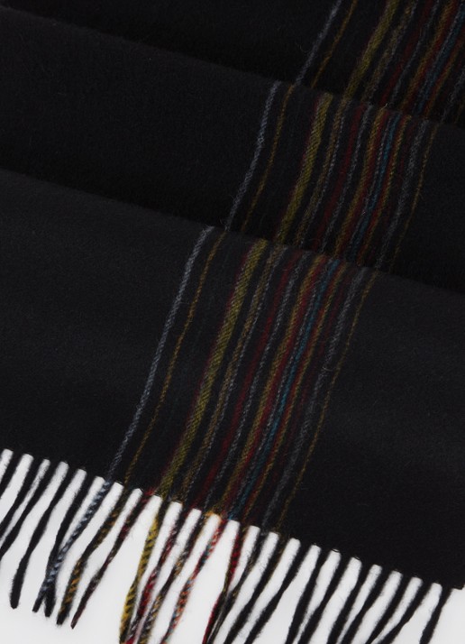 Paul Smith Sjaal in kasjmierblend met streepprint 175 x 40 cm  - detail 3 zwart