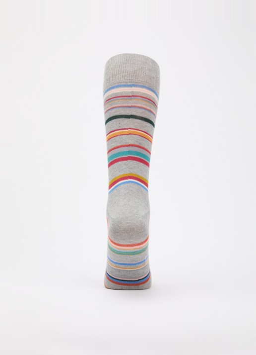 Paul Smith Sokken in katoenblend met streepprint - voorkant 2 grijs