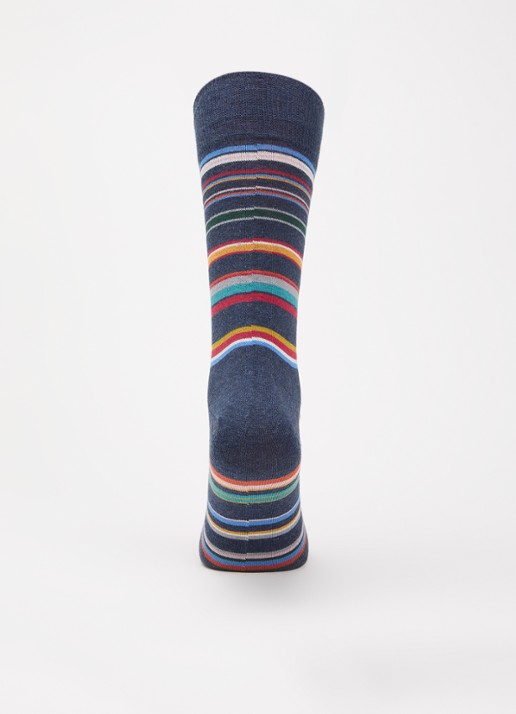Paul Smith Sokken in katoenblend met streepprint - voorkant 2 donkerblauw