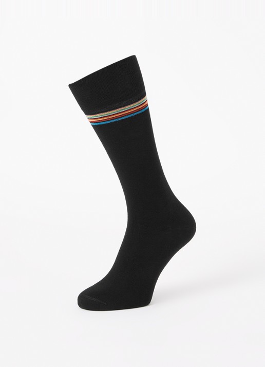 Paul Smith Sokken met borduring en streepprint - detail 3 zwart