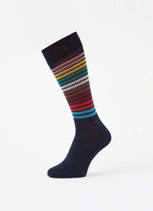 Paul Smith Sokken met streepprint - detail donkerblauw