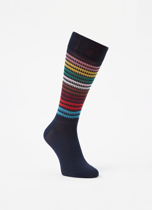 Paul Smith Sokken met streepprint - voorkant 2 donkerblauw
