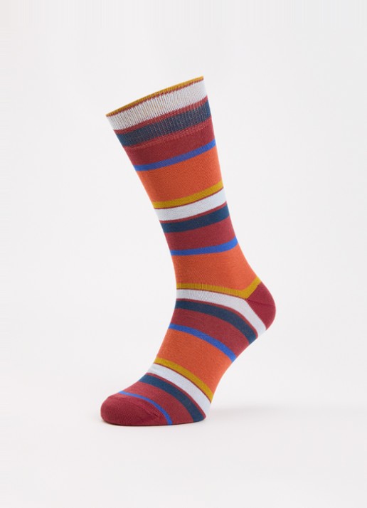 Paul Smith Sokken met streepprint  - detail 3 steenrood