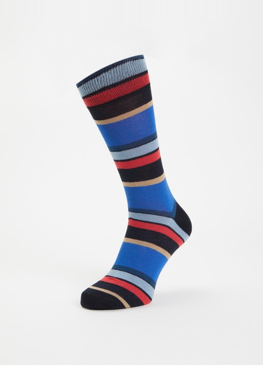 Paul Smith Sokken met streepprint  - detail blauw