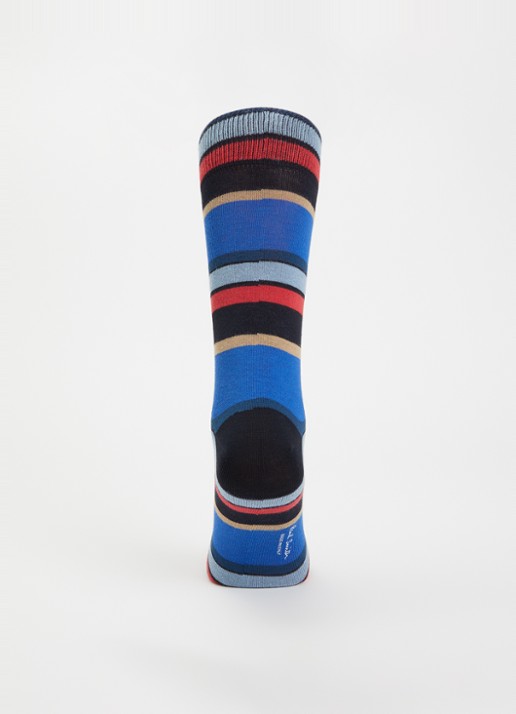 Paul Smith Sokken met streepprint  - voorkant 3 blauw