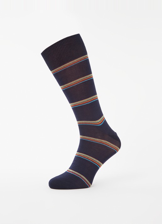 Paul Smith Sokken van  katoen met streepprint  - detail 3 donkerblauw