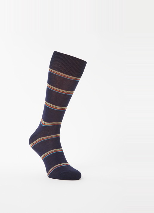Paul Smith Sokken van  katoen met streepprint  - voorkant donkerblauw