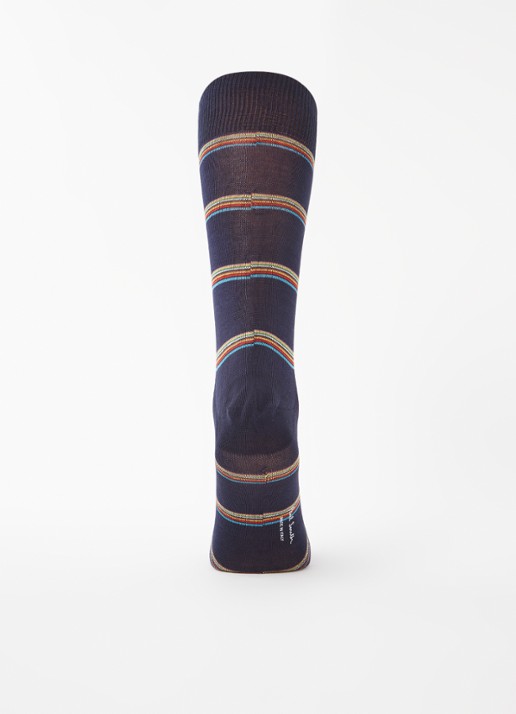 Paul Smith Sokken van  katoen met streepprint  - voorkant 2 donkerblauw