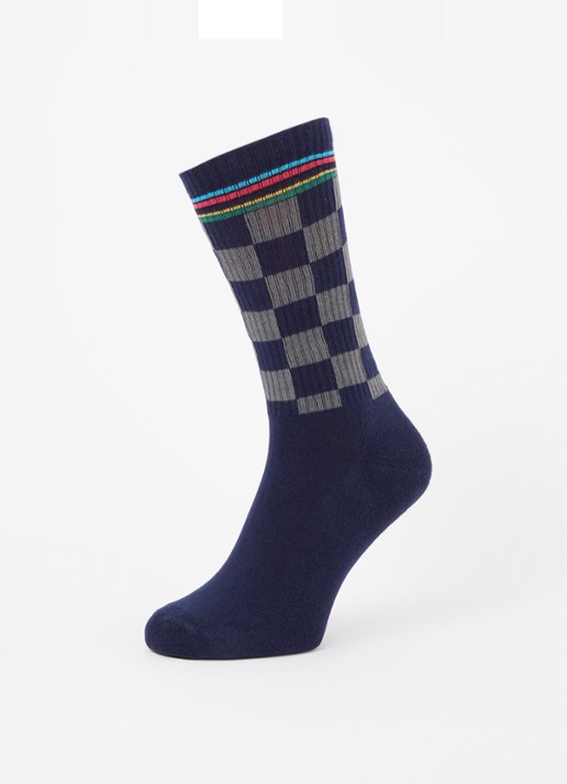 Paul Smith Sportsokken in  katoenblend met ruitdessin - detail 3 donkerblauw