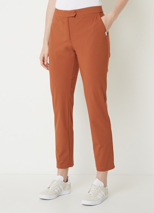 Penn & Ink High waist slim fit cropped pantalon met stretch - detail 2 oranjebruin
