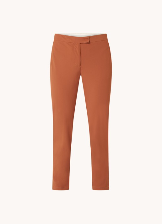 Penn & Ink High waist slim fit cropped pantalon met stretch - voorkant 3 oranjebruin