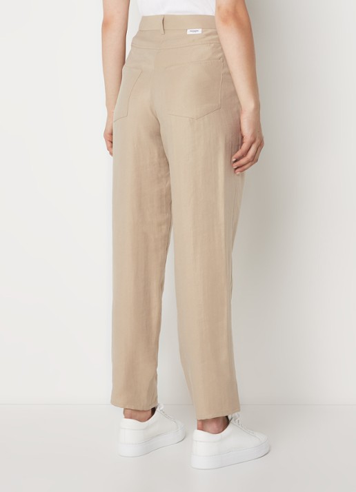 Penn & Ink High waist straight fit pantalon in lyocellblend - achterkant camel