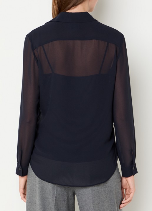 Pennyblack Agone semi-transparante blouse met strass - achterkant donkerblauw