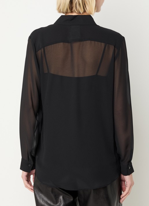 Pennyblack Agone semi-transparante blouse met strass - achterkant 3 zwart