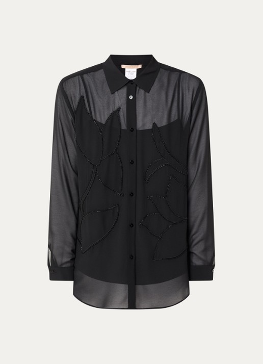 Pennyblack Agone semi-transparante blouse met strass - voorkant zwart
