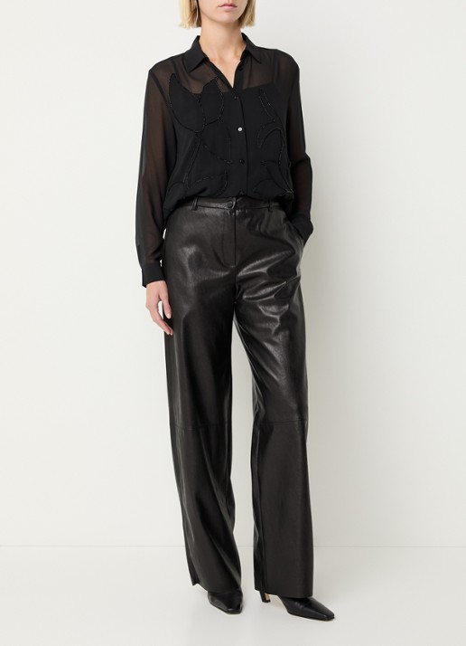Pennyblack Agone semi-transparante blouse met strass - voorkant 2 zwart