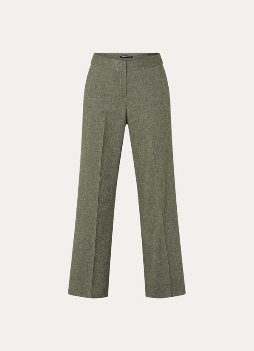 Pennyblack Amaca high waist loose fit broek in linnenblend - voorkant bronsgroen