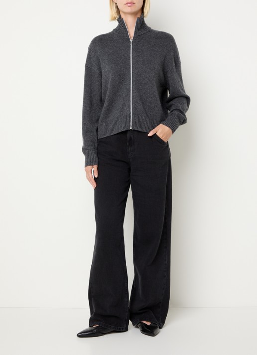 Pennyblack Antares fijngebreid vest in wolblend - voorkant 4 donkergrijs