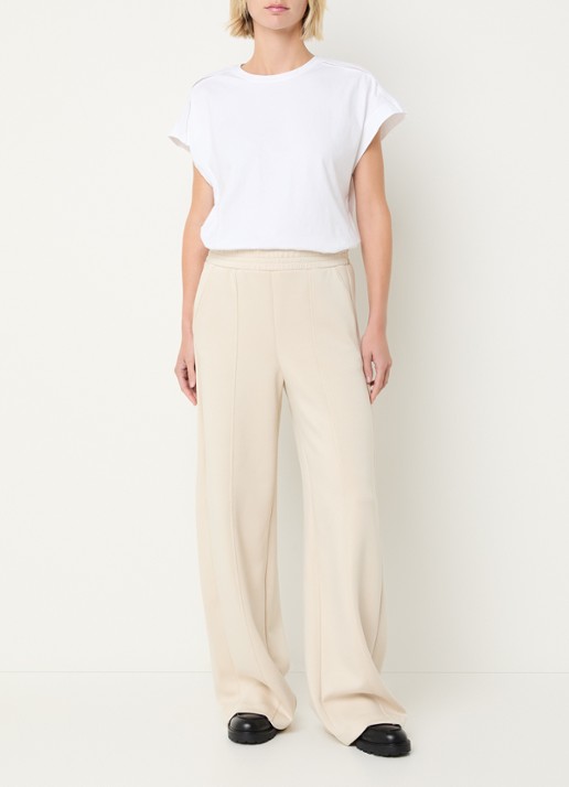 Pennyblack Attilia high waist wide fit broek met persplooi - voorkant 3 geelgoud