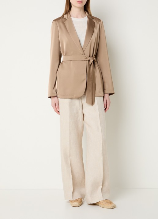Pennyblack Blazer van satijn - voorkant 2 zand