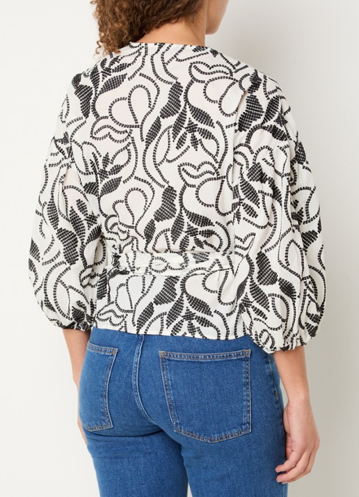 Pennyblack Blouse met strikceintuur met bloemenprint - achterkant 2 wit