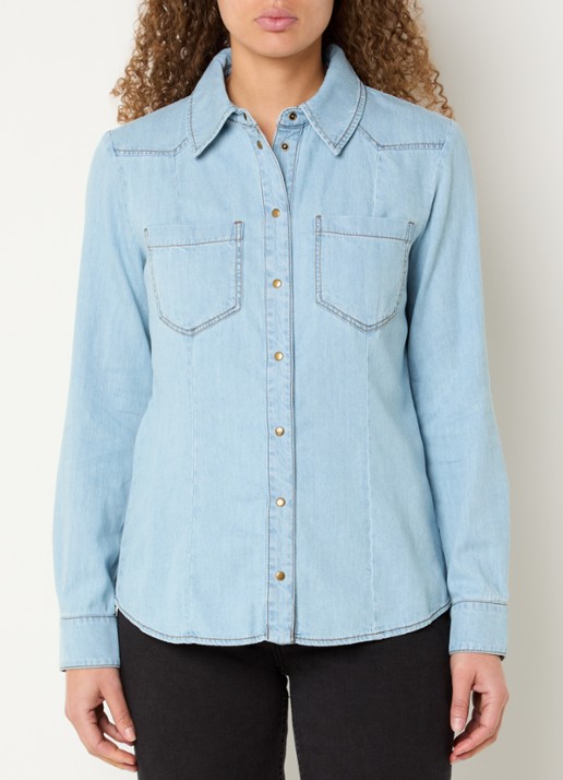 Pennyblack Blouse van denim met borstzak